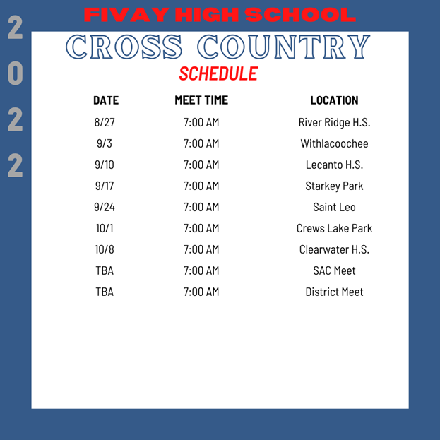 2022 CC Schedule  Fivay High School