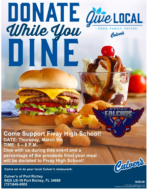 Culvers Night Thursday, March 9!
