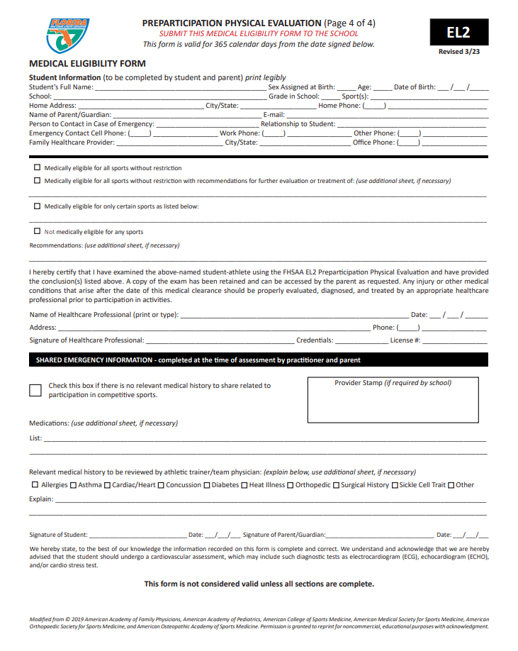 El2 Physical Form 2023 Printable Forms Free Online