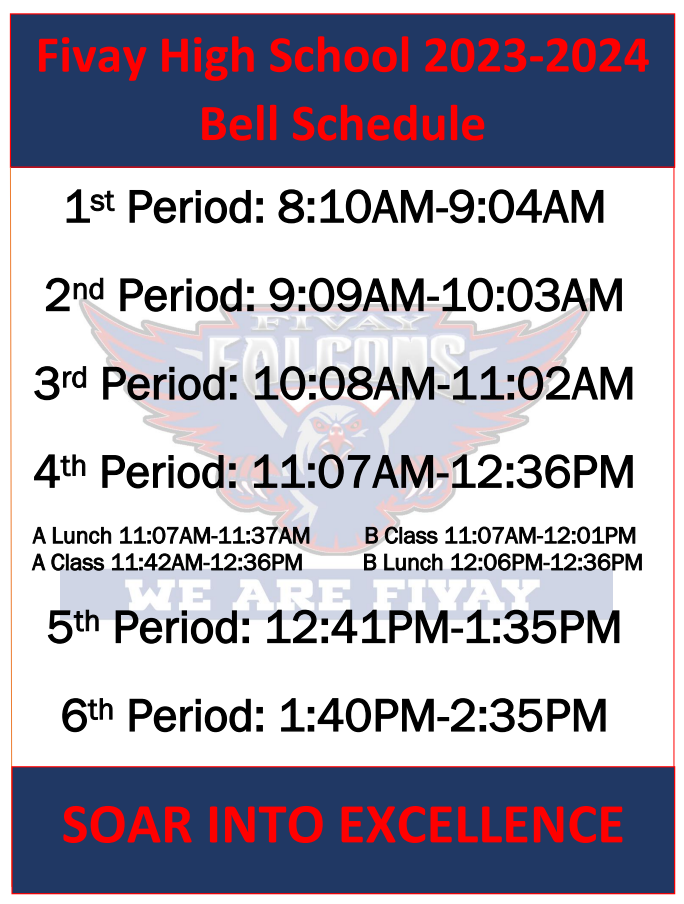 2023-2024 Bell Schedule | Fivay High School