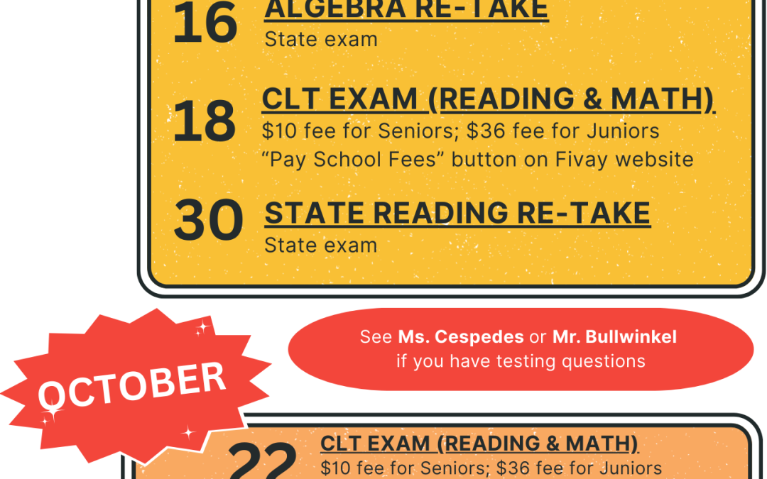 Testing Opportunities: Fall 2025