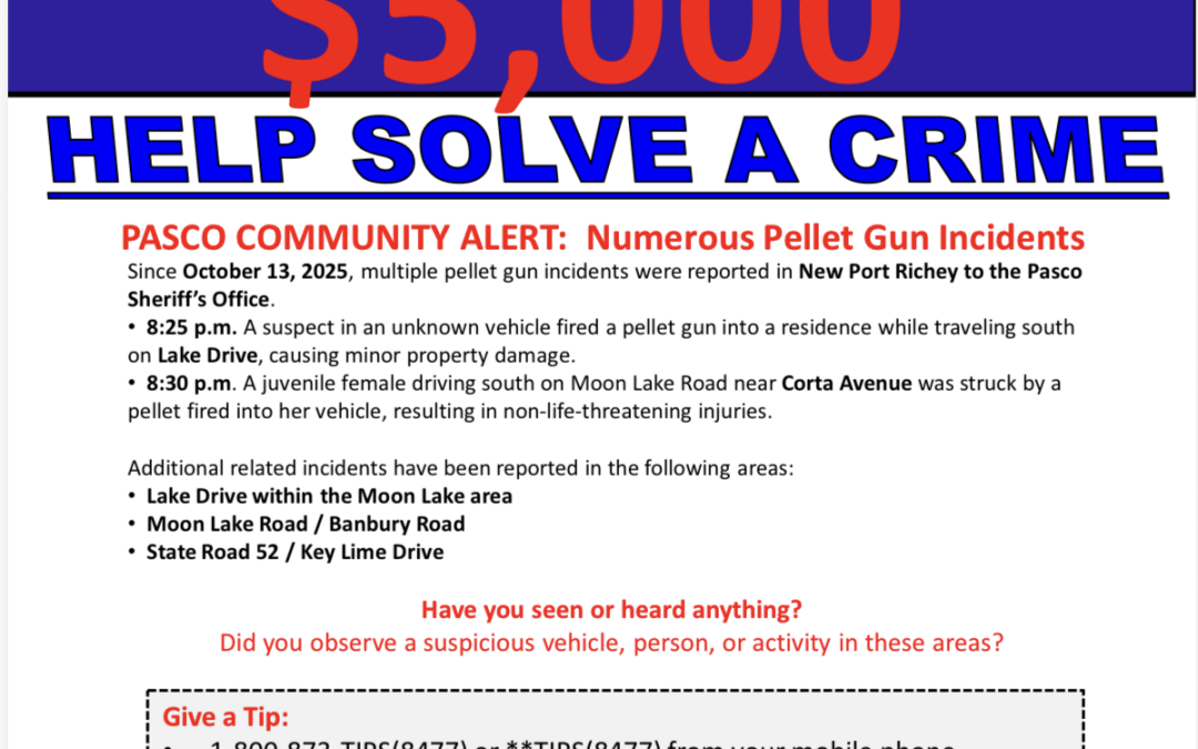 Pasco Sherriff’s Office: REWARD